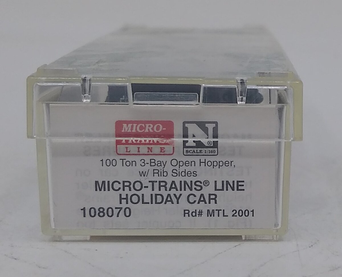 Micro-Trains 10800070 N MTL 2001 Holiday Car 100 Ton 3-Bay Open Hopper #2001 NIB