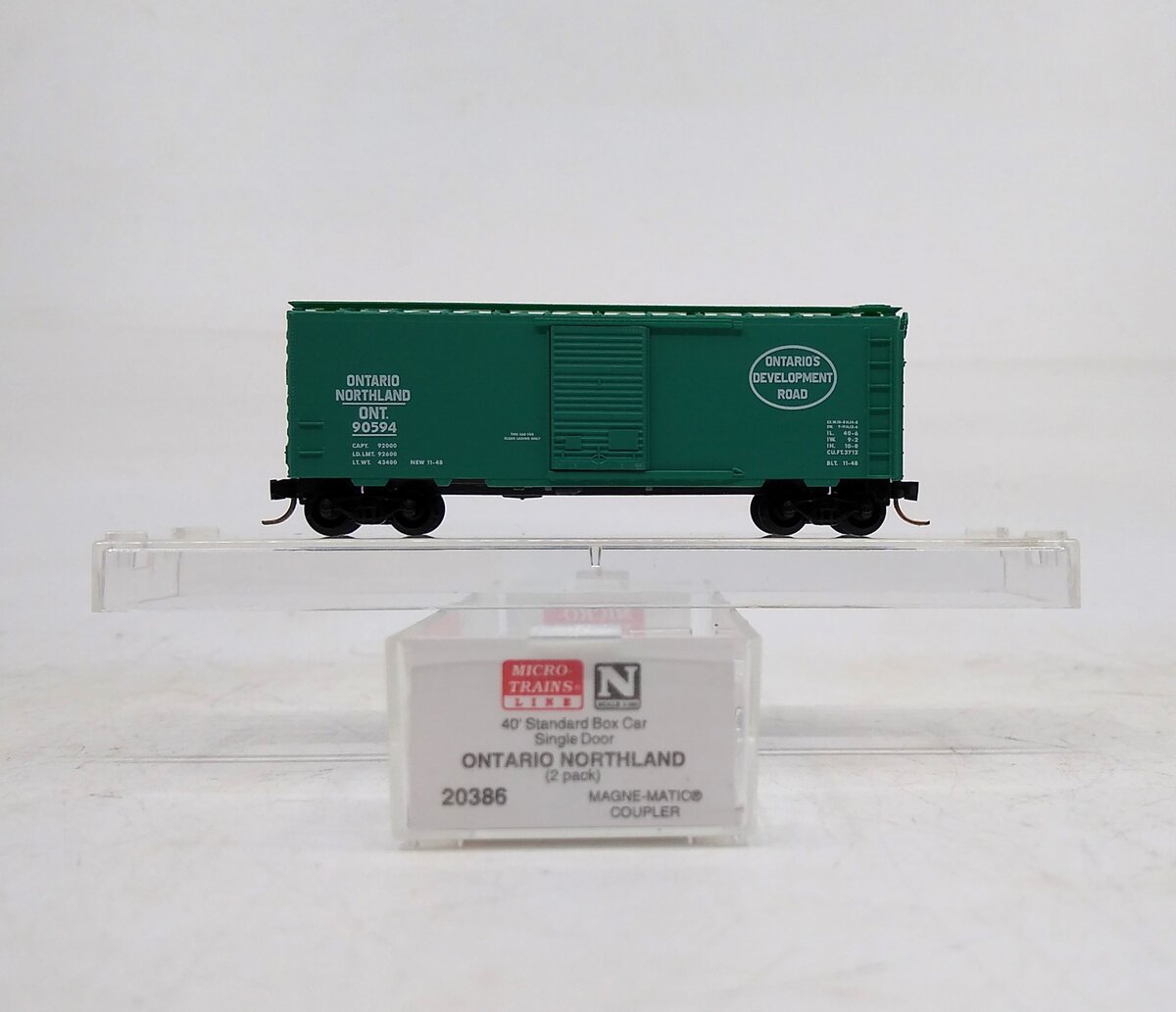 Micro-Trains 02000386 N Ontario Northland 40' Standard Single Door Boxcar #90594 NIB
