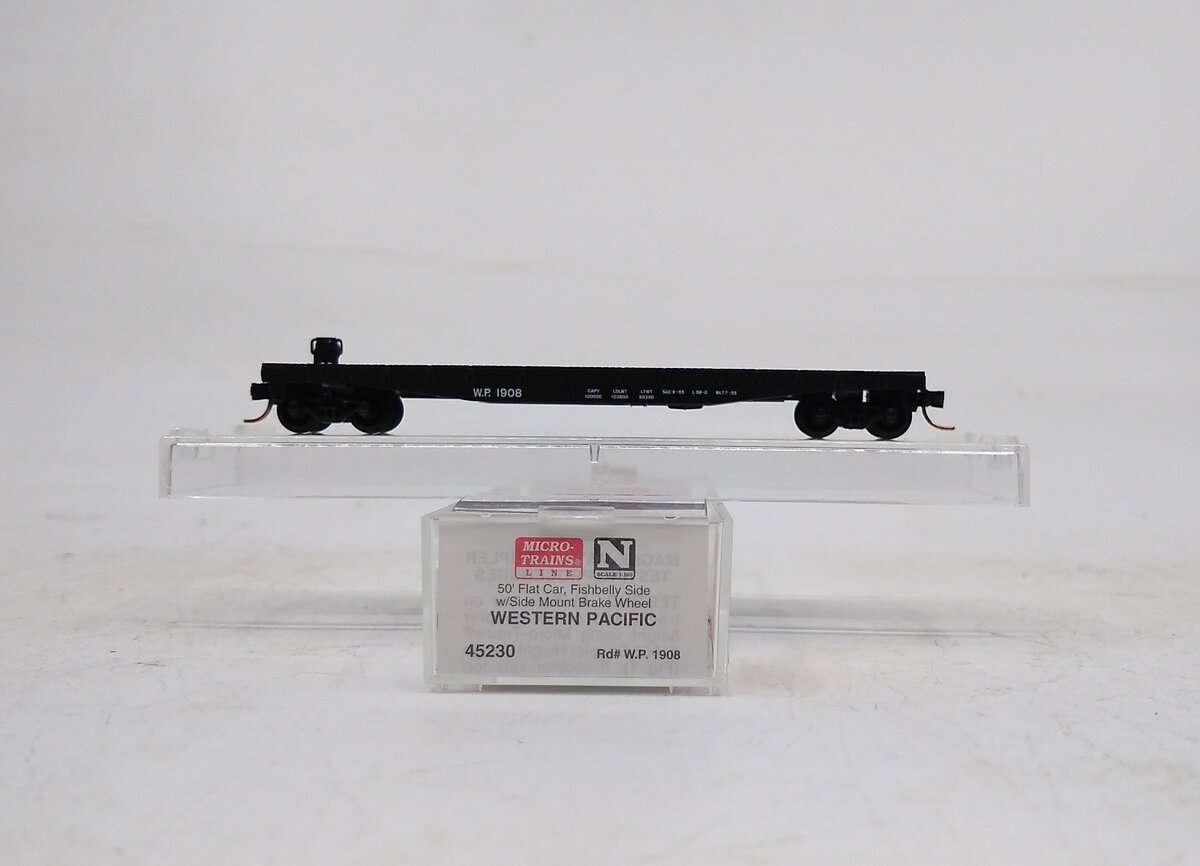 Micro-Trains 04500230 N 50' Western Pacific 50' Fishbelly Side Flatcar #1908 LN/Box