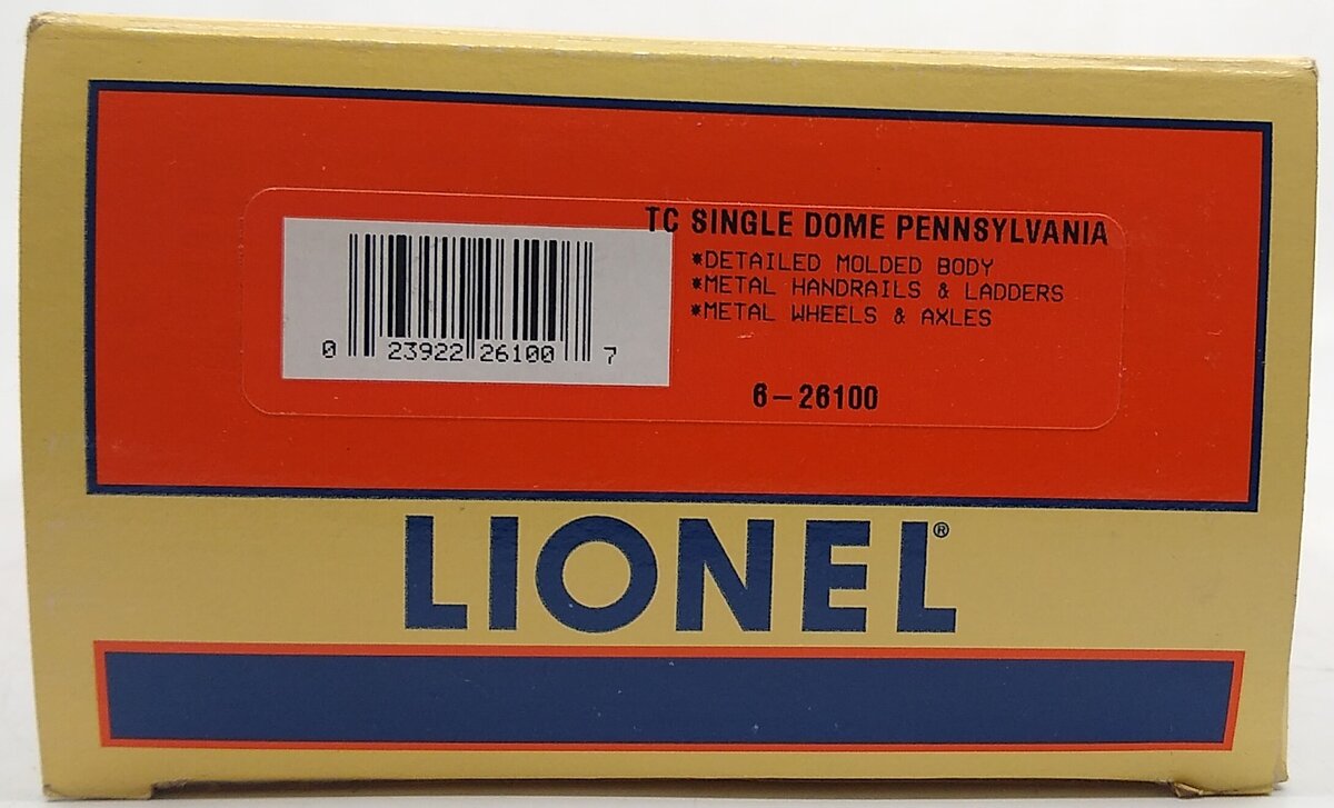 Lionel 6-26100 O Gauge Pennsylvania Single Dome Tank Car NIB