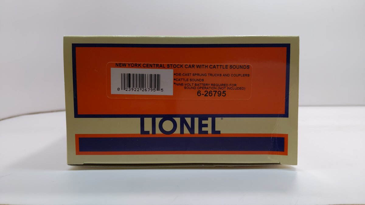 Lionel 6-26795 O Gauge New York Central Stock Car w/Cattle Sounds LN/Box
