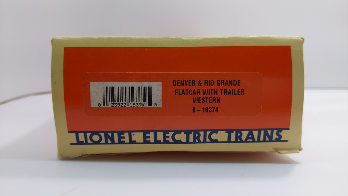 Lionel 6-16374 O Gauge Denver & Rio Grande Western Flatcar with Trailer EX/Box