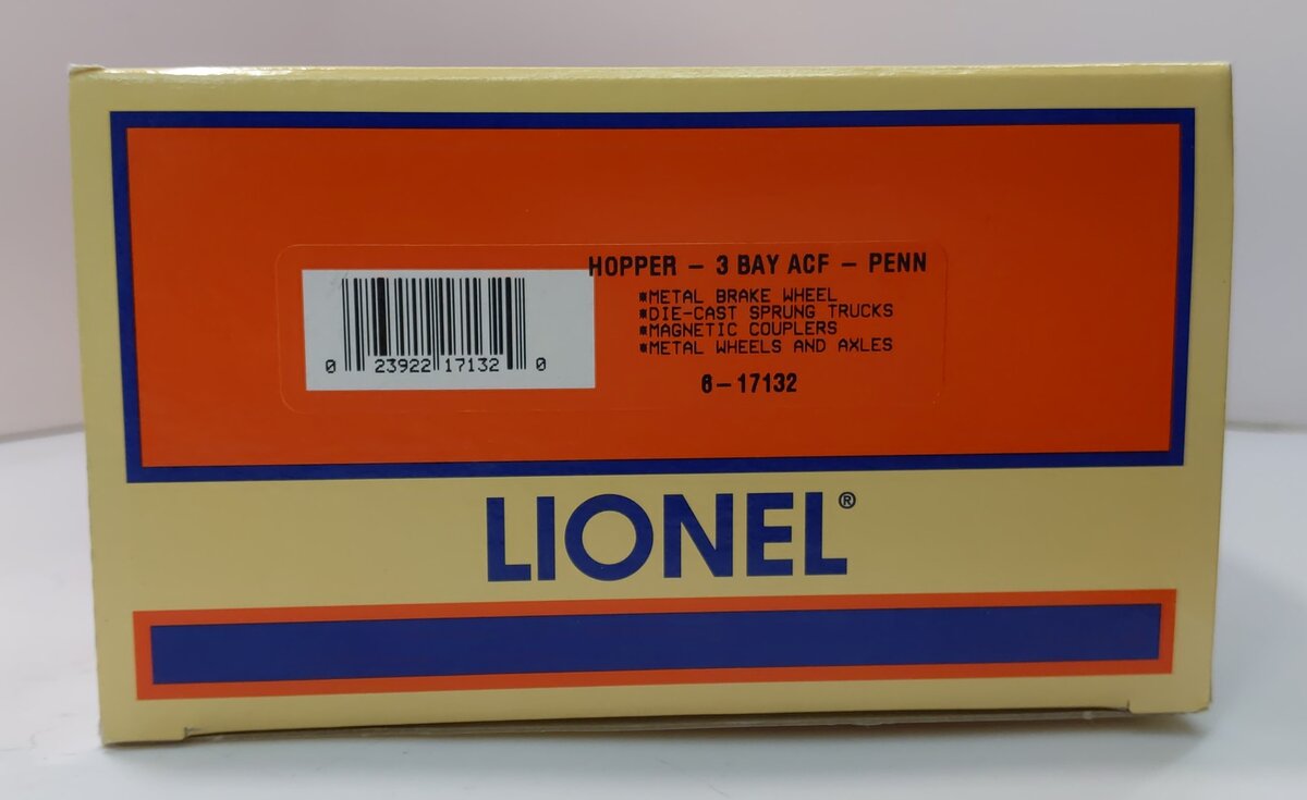 Lionel 6-17132 O Gauge Pennsylvania ACF 3-Bay Hopper Car #260815 LN/Box