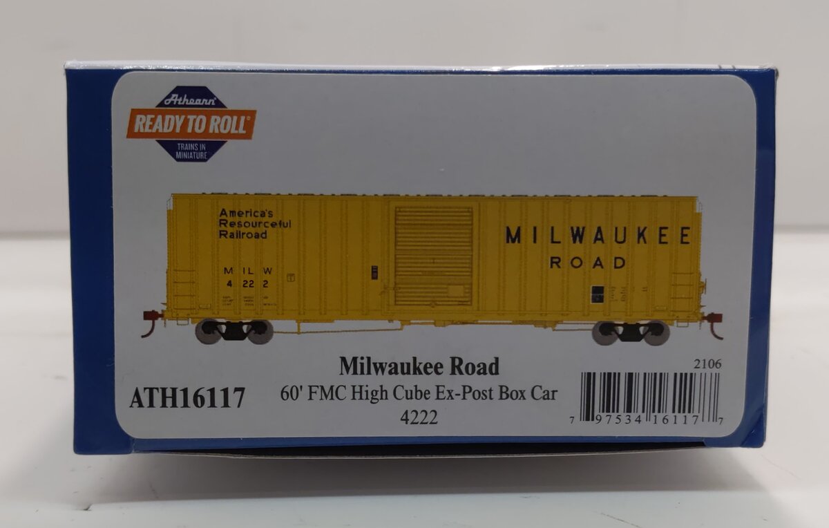 Athearn 16117 HO Milwaukee Road RTR FMC 60' Hi-Cube Ex-Post Boxcar #4222
