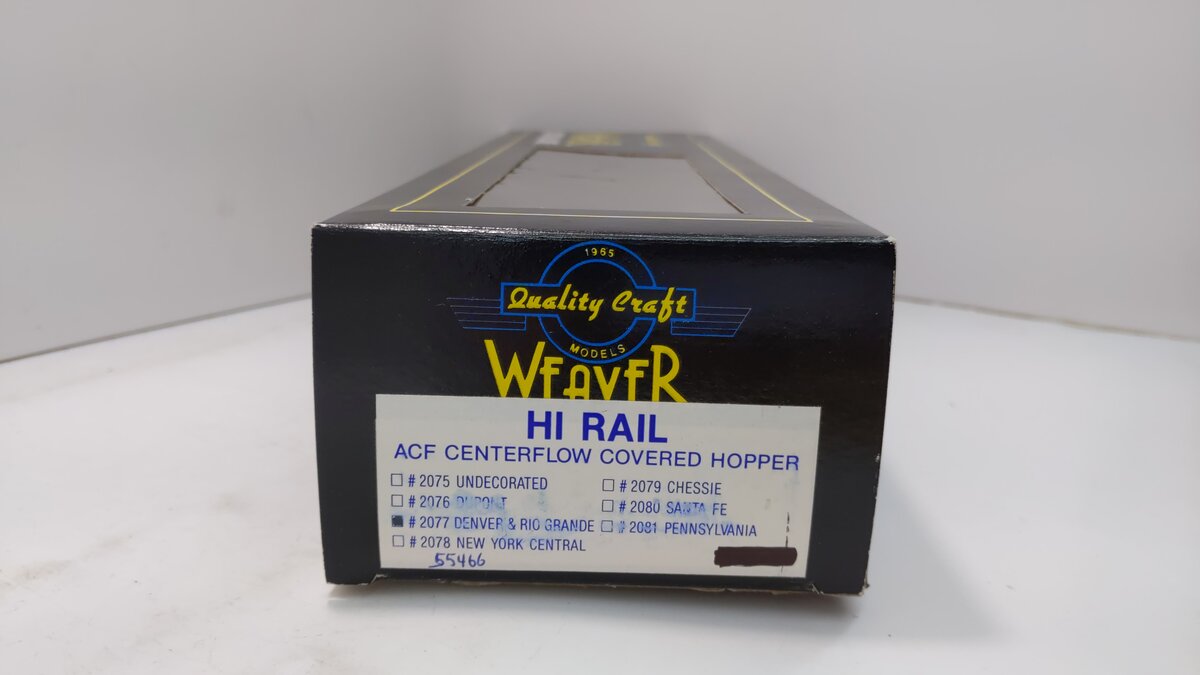 Weaver 2077 O Gauge D&RG Centerflow Covered 4-Bay Hopper LN/Box