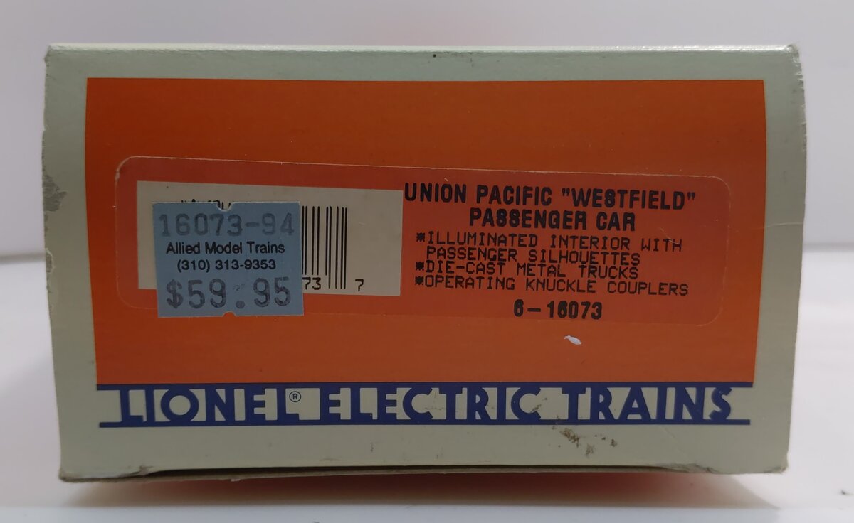 Lionel 6-16073 O Gauge Union Pacific "Westfield" Passenger Car #6073 LN/Box