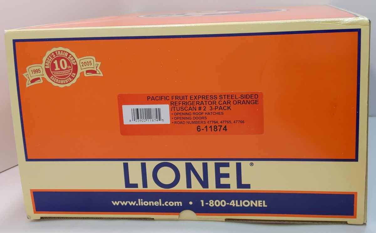 Lionel 6-11874 O Gauge Pacific Fruit Express Steel-Sided Refrigerator Cars LN/Box