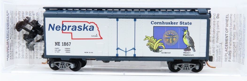 Micro-Trains 02100390 N Scale Nebraska 40' Standard Plug Door Boxcar #1867 LN/Box