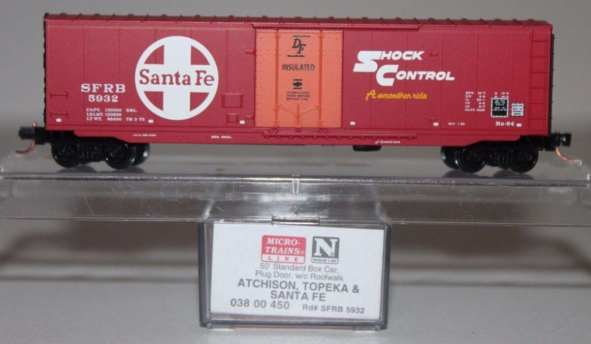 Micro-Trains 03800450 N ATSF 50' Steel Plug Door Boxcar #5932 NIB