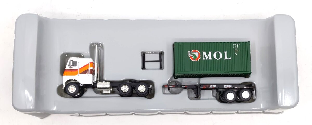 Athearn 92125 HO Scale MOL Chassis & Freightliner Tractor w/ 20' Container