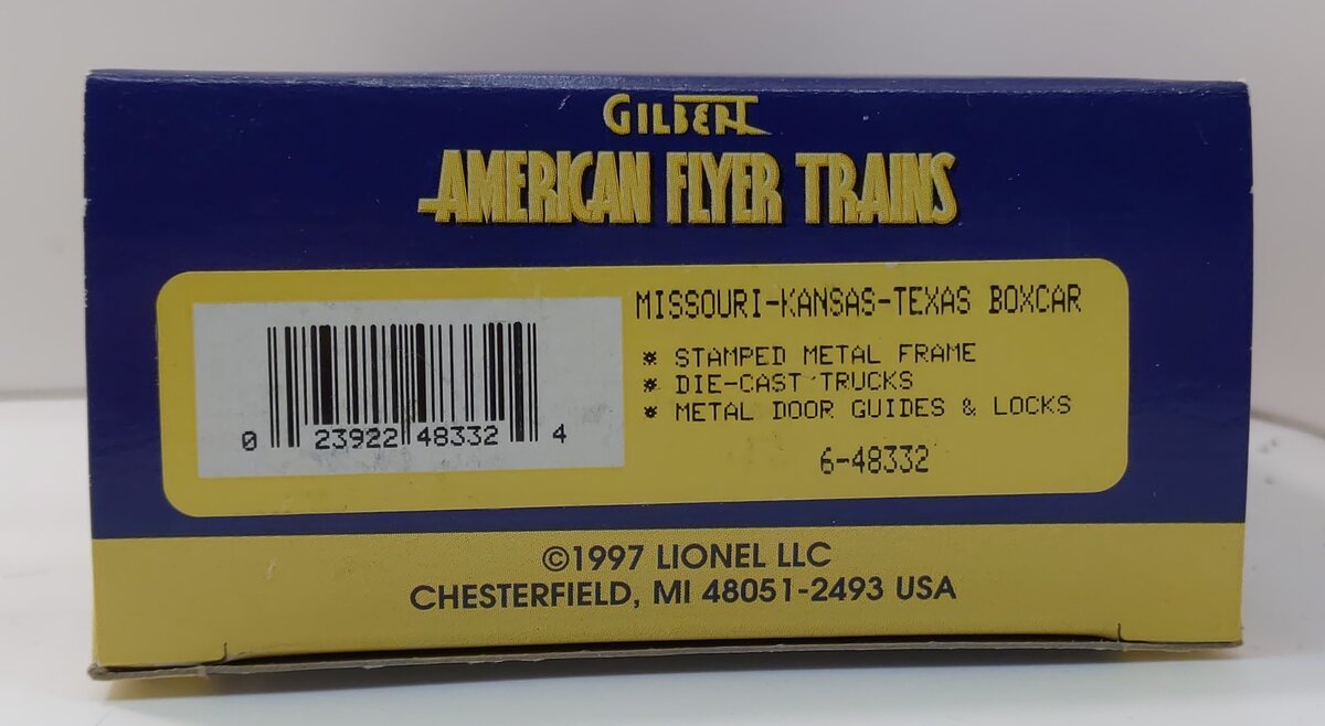 American Flyer 6-48332 S Scale Missouri Kansas Texas Boxcar #937 LN/Box