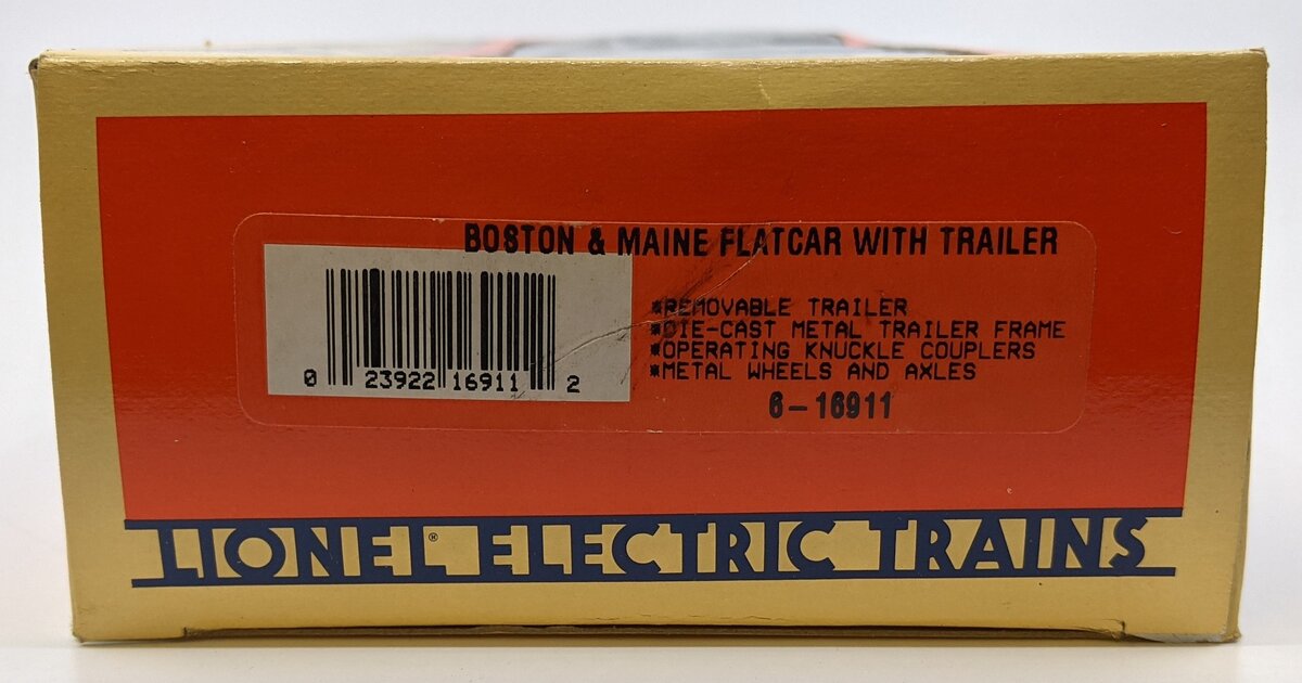 Lionel 6-16911 O Gauge Boston & Maine Flatcar with Piggyback Trailer LN/Box