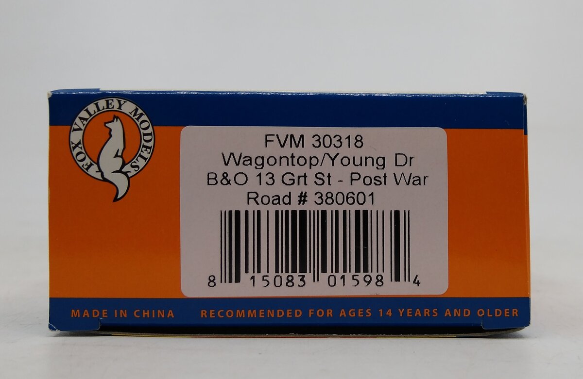 Fox Valley Models 30318 HO Scale B&O Wagontop/Young Dr Post War #380601