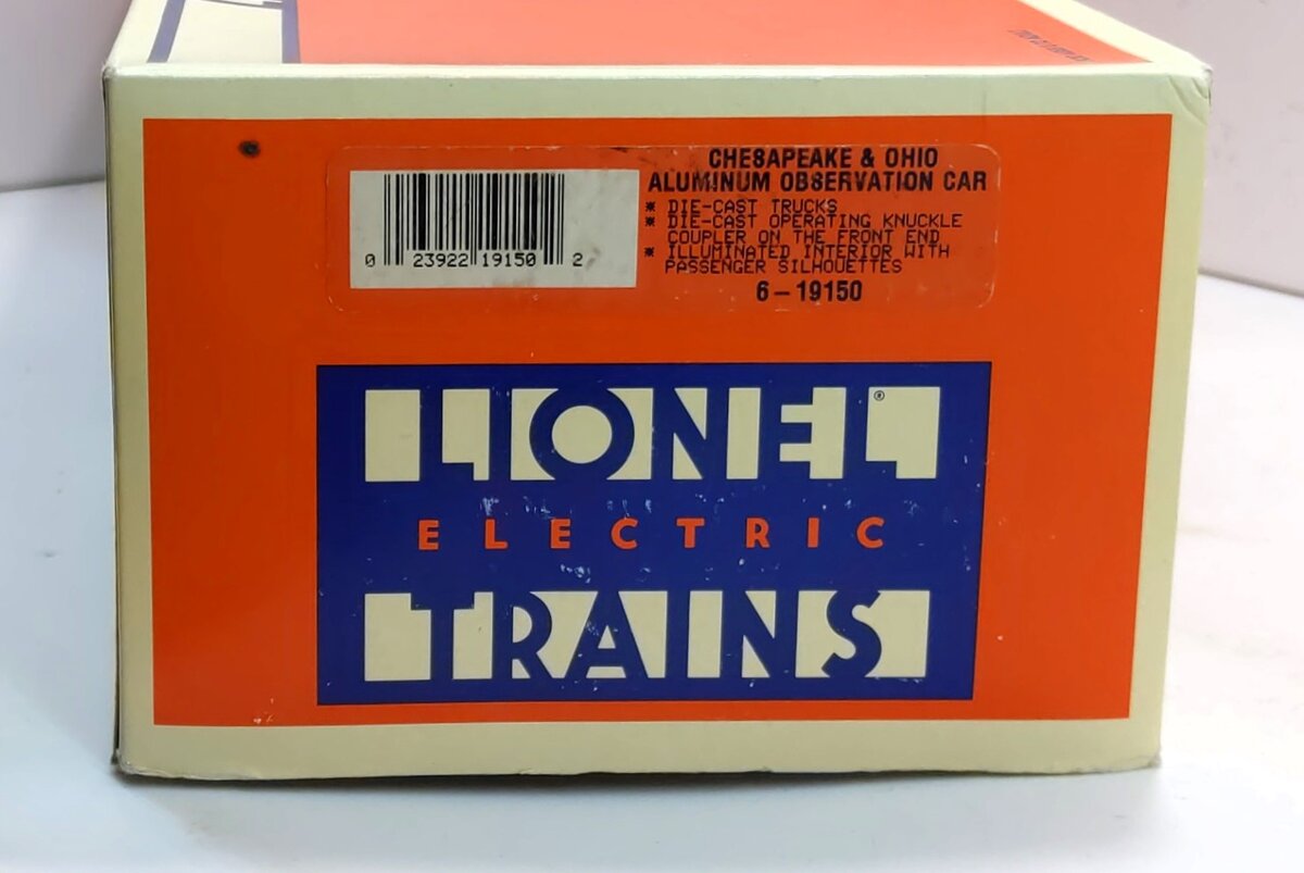 Lionel 6-19150 O Gauge C&O Aluminum "Allegheny Club" Observation Car #2503 LN/Box