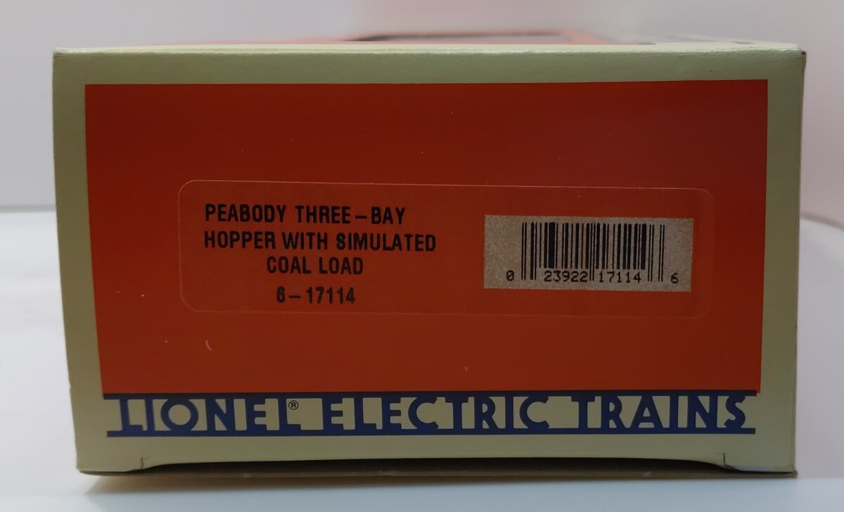 Lionel 6-17114 O Gauge Peabody 3-Bay Hopper with Coal Load LN/Box