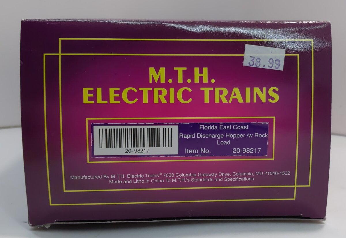 MTH 20-98217 O Florida East Coast Rapid Discharge Hopper w/Rock Load #13002 LN/Box