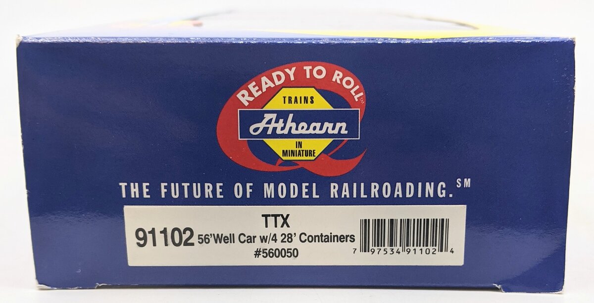Athearn 91102 HO Scale TTX 56' Well Car w/ 4 28' Containers #560050 LN/Box
