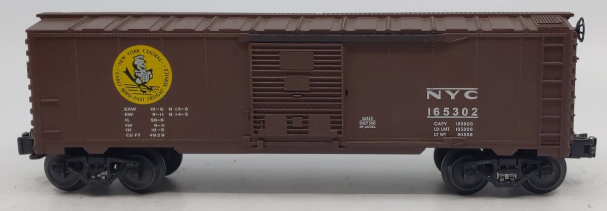Lionel 6-36250 O Gauge New York Central Early Bird Box Car #165302 EX