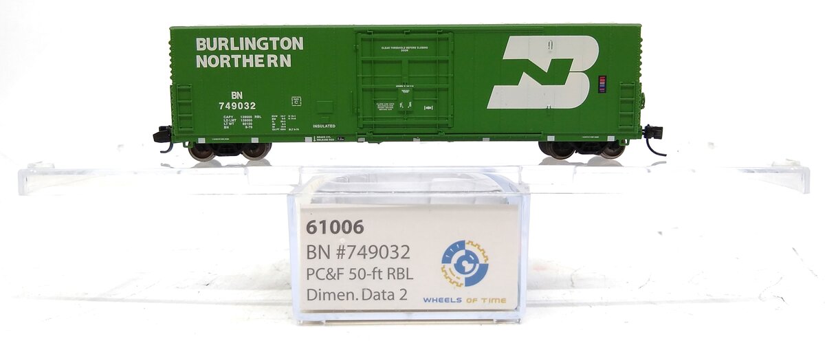 Wheels of Time 61006 N Scale BN PC&F 50' Boxcar #749032 LN/Box