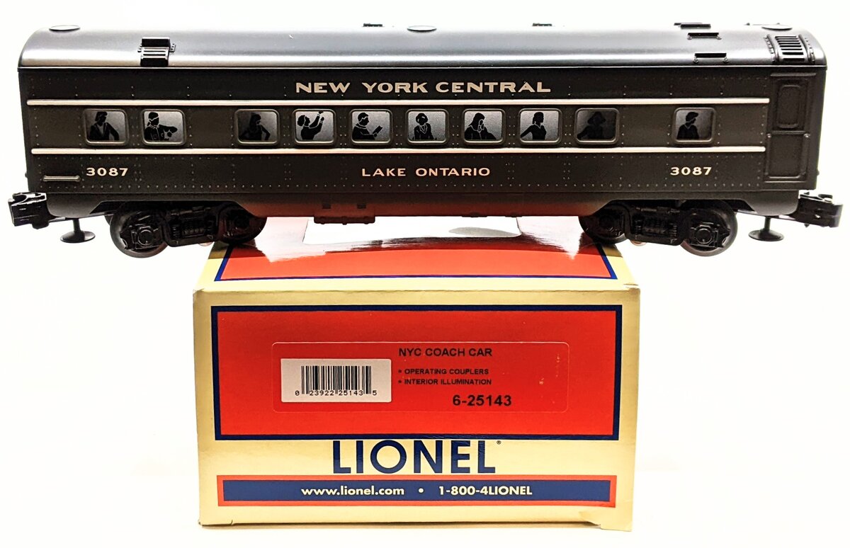 Lionel 6-25143 O Gauge New York Central "Lake Ontario" Passenger Coach Car #3087 LN/Box