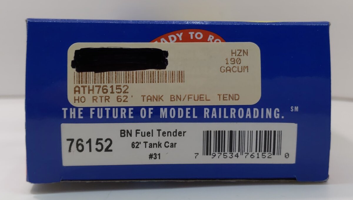 Athearn 76152 HO Burlington Northern Fuel Tender 62'' Tank Car #31