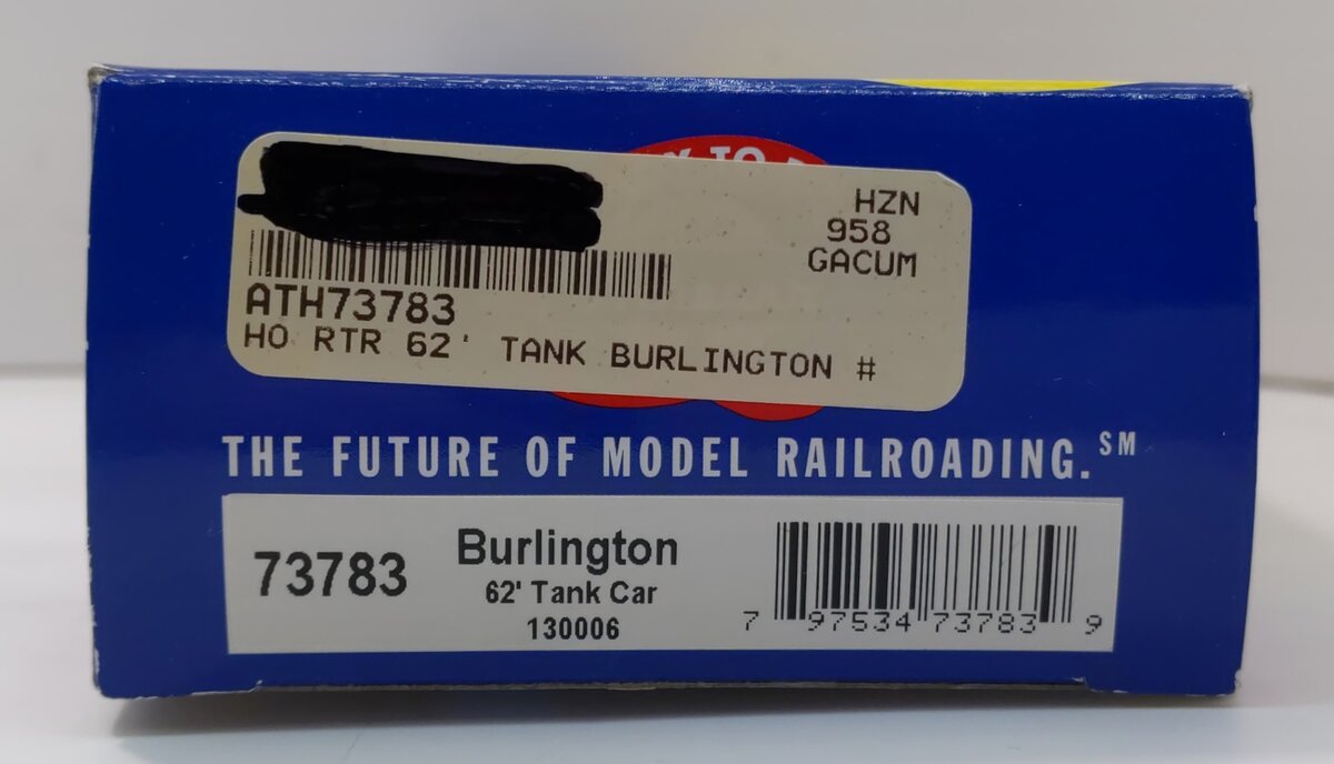 Athearn 73783 HO Burlington 62'' Tank Car #130006
