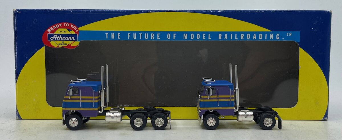 Athearn 91902 HO Scale Blue & Purple Freightliner Semi-Truck 2 Car Set