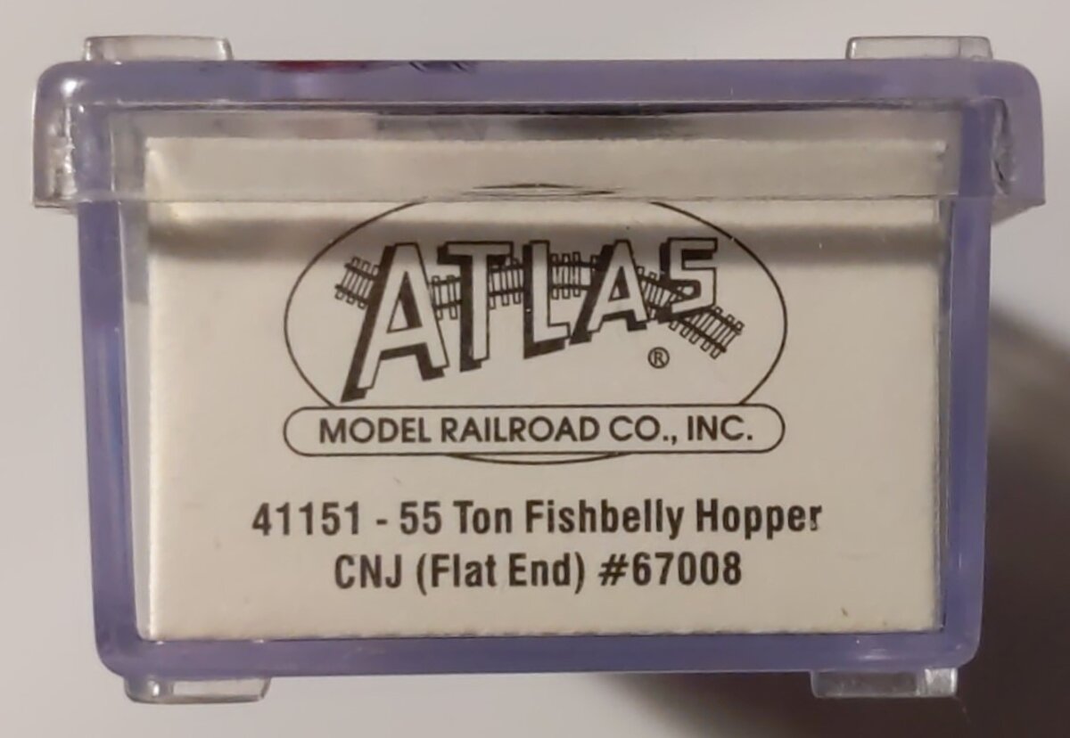 Atlas 41151 N Scale CNJ 55 Ton Fishbelly Hopper #67008 LN/Box