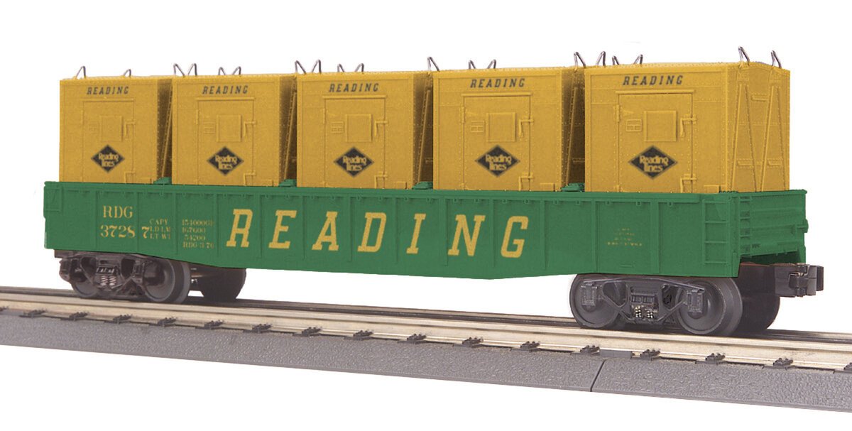 MTH 30-7298 O Gauge Reading Gondola Car w/LCL Containers LN/Box