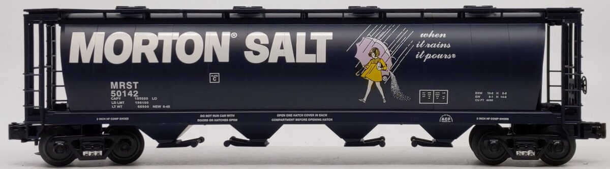 MTH 30-75113 O Gauge Morton Salt 4-Bay Cylindrical Hopper #50142 LN/Box