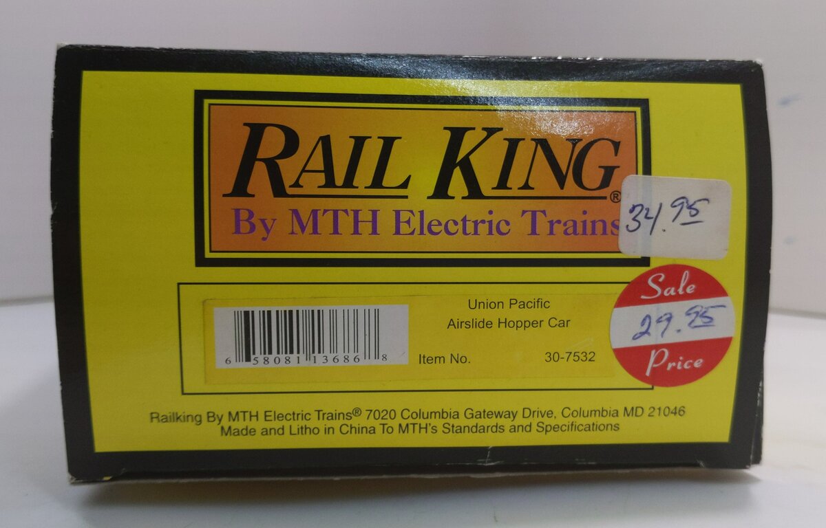 MTH 30-7532 O Gauge Union Pacific Airslide Hopper #20434 LN/Box