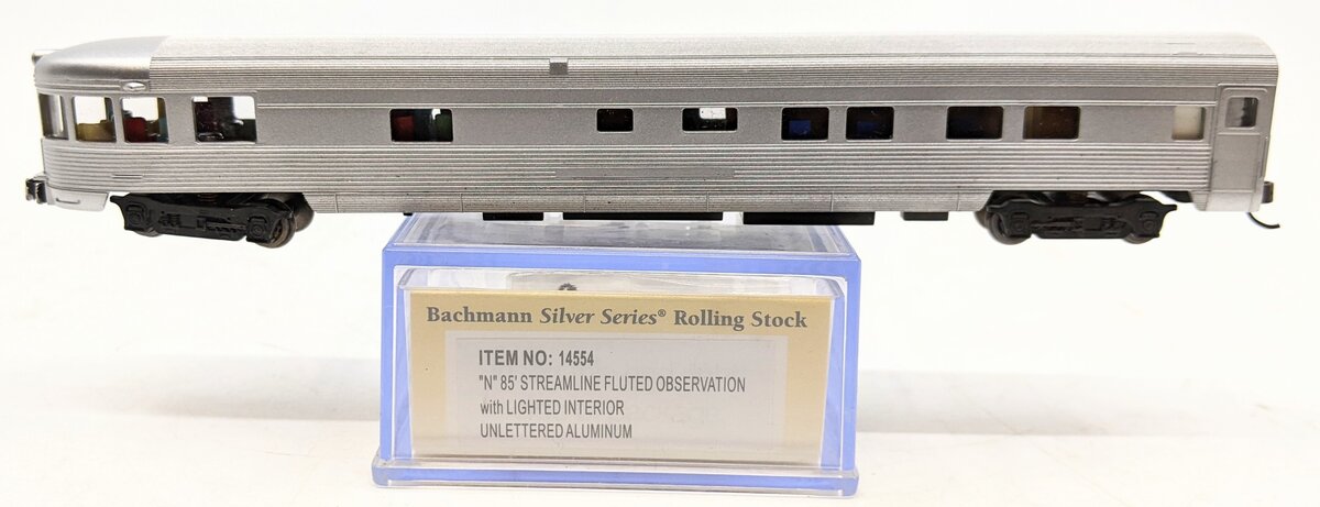 Bachmann 14554 Unlettered Aluminum Passenger Car W/ Lighted Interior - N Scale (1:160)