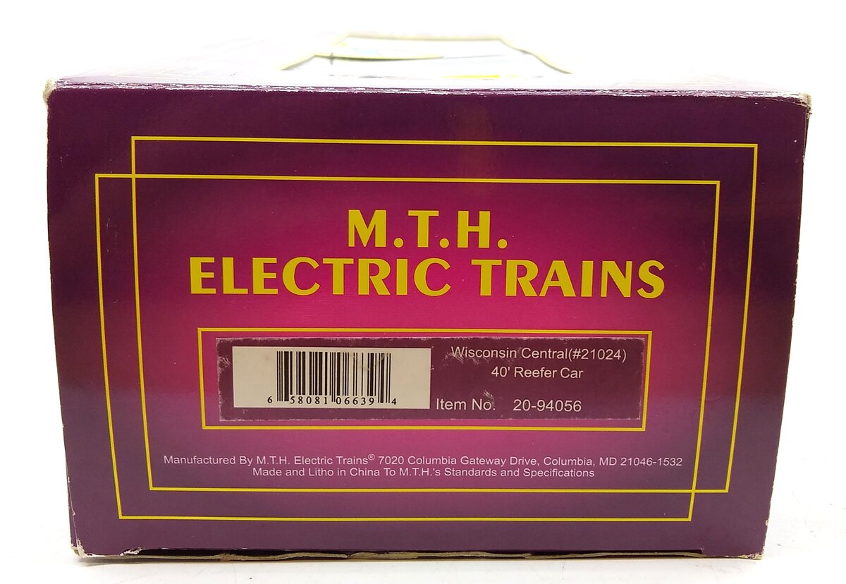 MTH 20-94056 O Gauge Wisconsin Central Reefer Car #21024 LN/Box