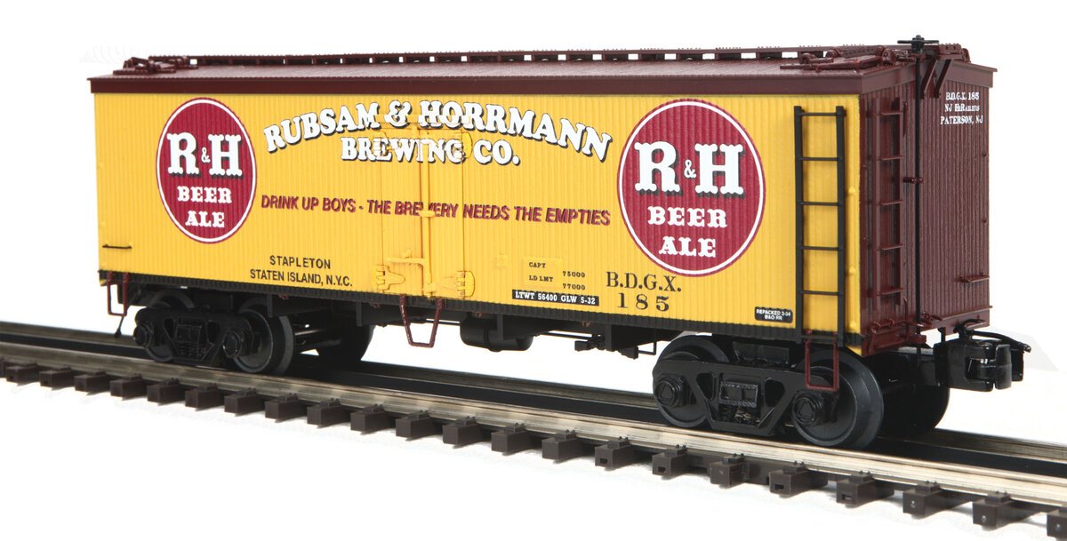 MTH 20-94407 O Gauge Rubsam & Hormann Brewing Co. 36' Wooden Reefer #185 NIB
