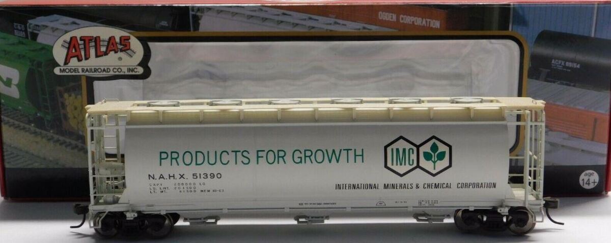 Atlas 1983-1 HO NAHX Int. Minerals & Chemicals 3-Bay Cylindrical Hopper #51390