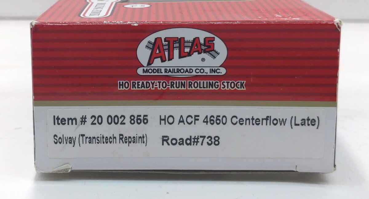 Atlas 20002855 HO Solvay SMNX ACF 4650 3-Bay Centerflow Covered Hopper #738