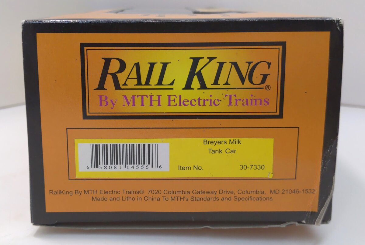 MTH 30-7330 O Gauge Breyers Milk Single Dome Tank Car #1084 EX/Box