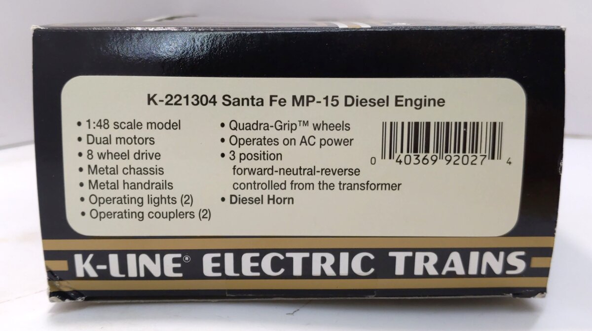 K-Line K-221304 O Santa Fe MP-15 Diesel Locomotive EX/Box