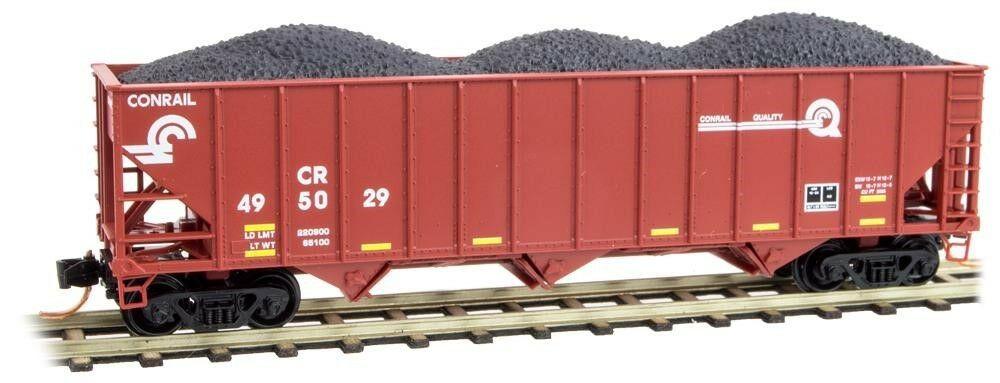 Micro-Trains 10800322 N Conrail 100-Ton 3-Bay Open Hopper w/Load #495029