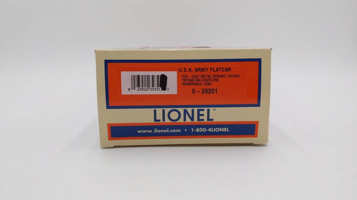 Lionel 6-39391 O Gauge US Army Flatcar w/ Tarped Freight Load