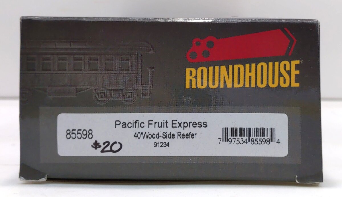 Roundhouse 85598 HO Pacific Fruit Express 40' Wood Reefer #91234