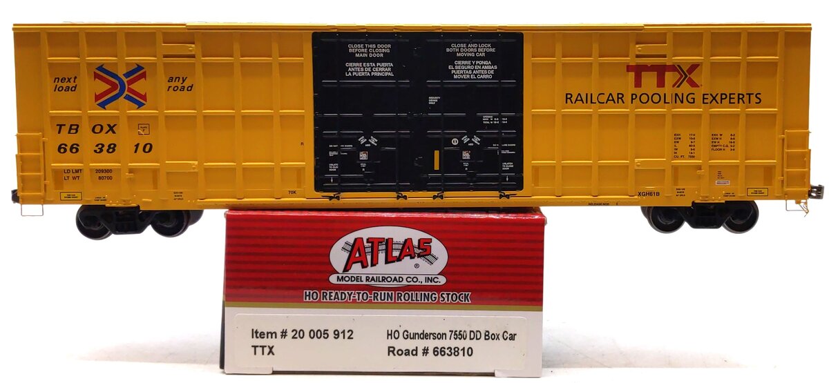 Atlas 20005912 HO TTX Master 60' Gunderson 7550 Double Door Box Car #663810