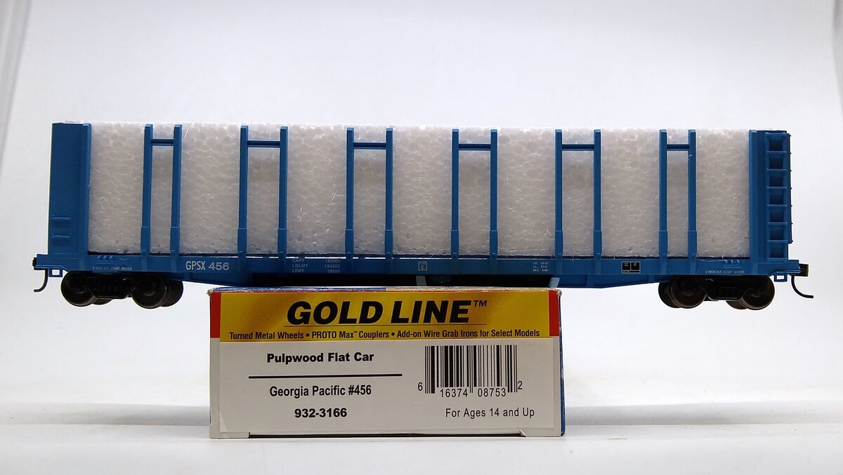 Walthers Gold Line 932-3166 HO Georgia Pacific Pulpwood Flat Car #456