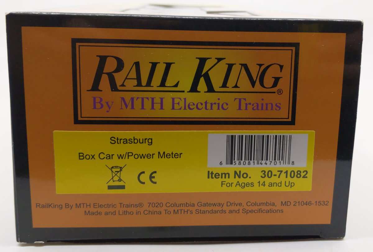 MTH 30-71082 O Strasburg Box Car with Power Meter LN/Box