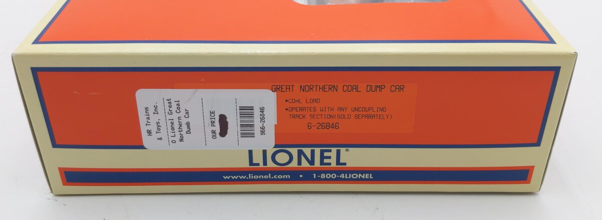 Lionel 6-26846 O Gauge Great Northern Coal Dump Car