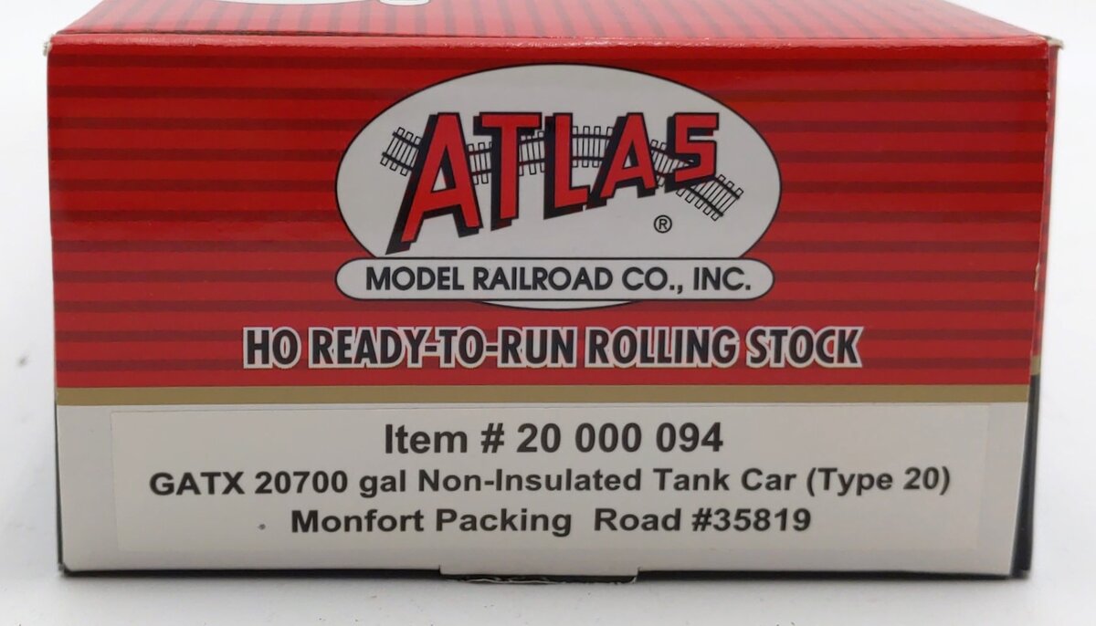 Atlas 20000094 HO Scale GATX Monfort 20,700 Gallon Tank Car #35819