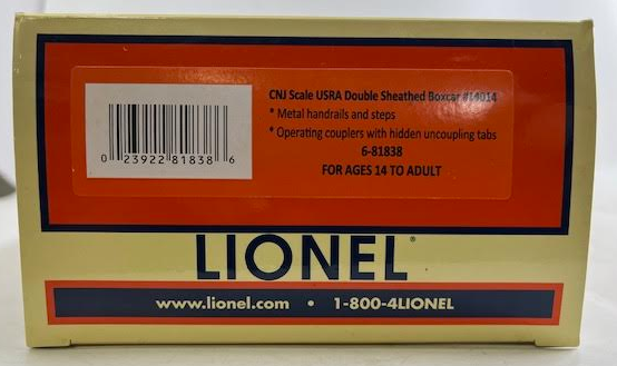Lionel 6-81838 O Gauge Central New Jersey Double-Sheathed Boxcar #14014