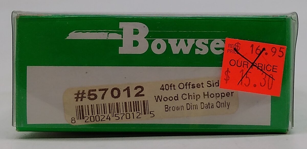 Bowser 57012 HO Undecorated 70-Ton 3-Bay Offset-Side Woodchip Hopper