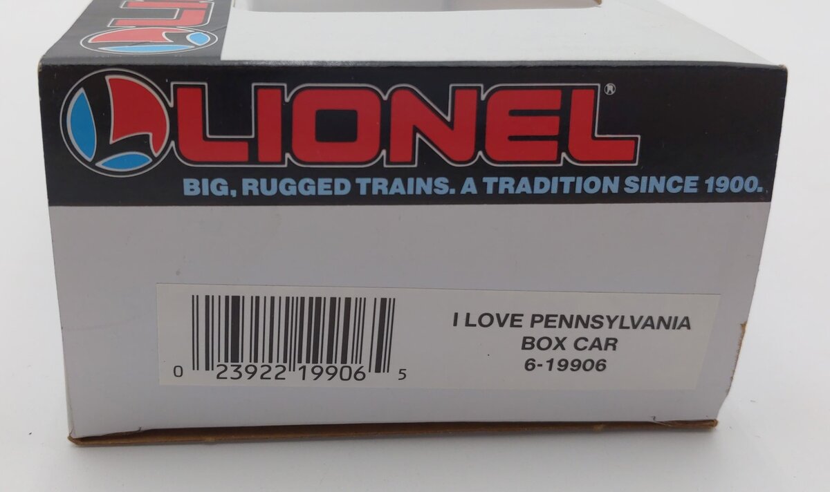 Lionel 6-19906 O Gauge I Love Pennsylvania Boxcar LN/Box