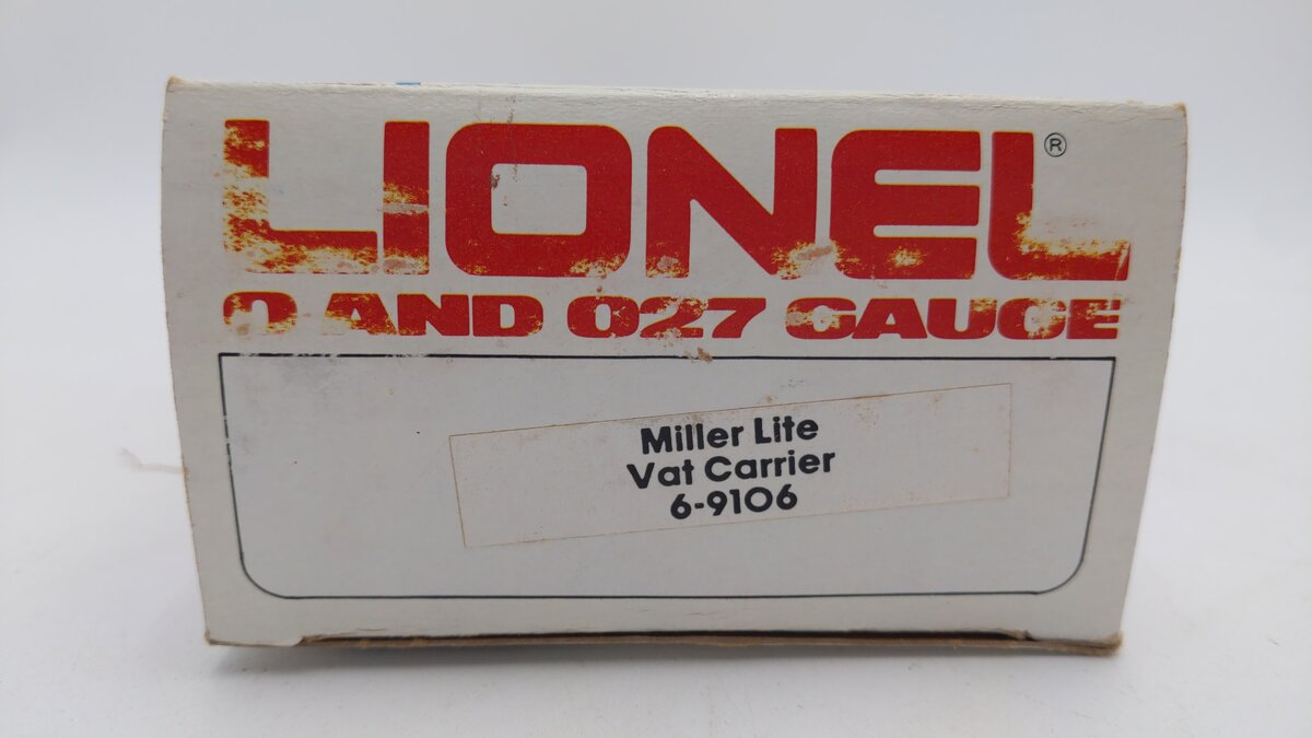 Lionel 6-9106 O Gauge Miller Lite Vat Car #9106 NIB
